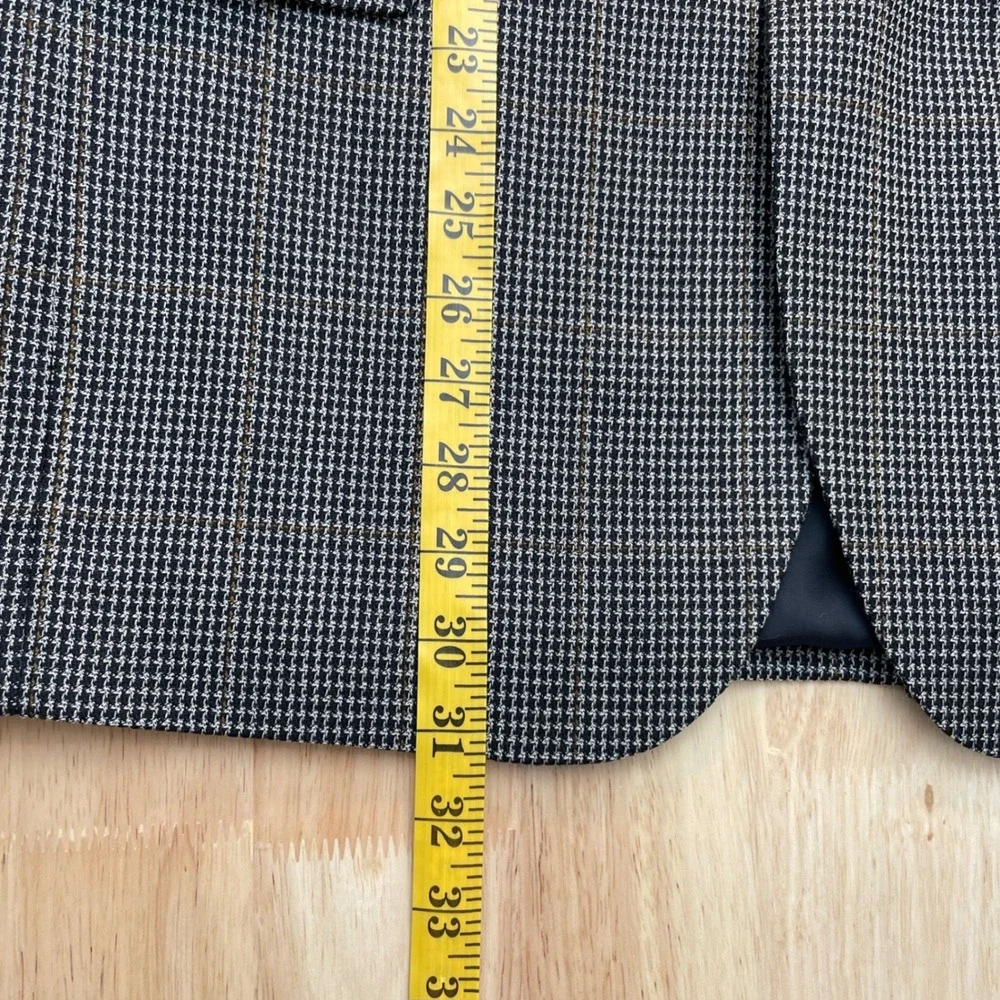Jos. A. Bank Mens 40R Silk Wool Houndstooth‎ Blazer Sport Coat Black White Brown